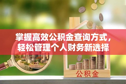 小榄掌握高效公积金查询方式，轻松管理个人财务新选择